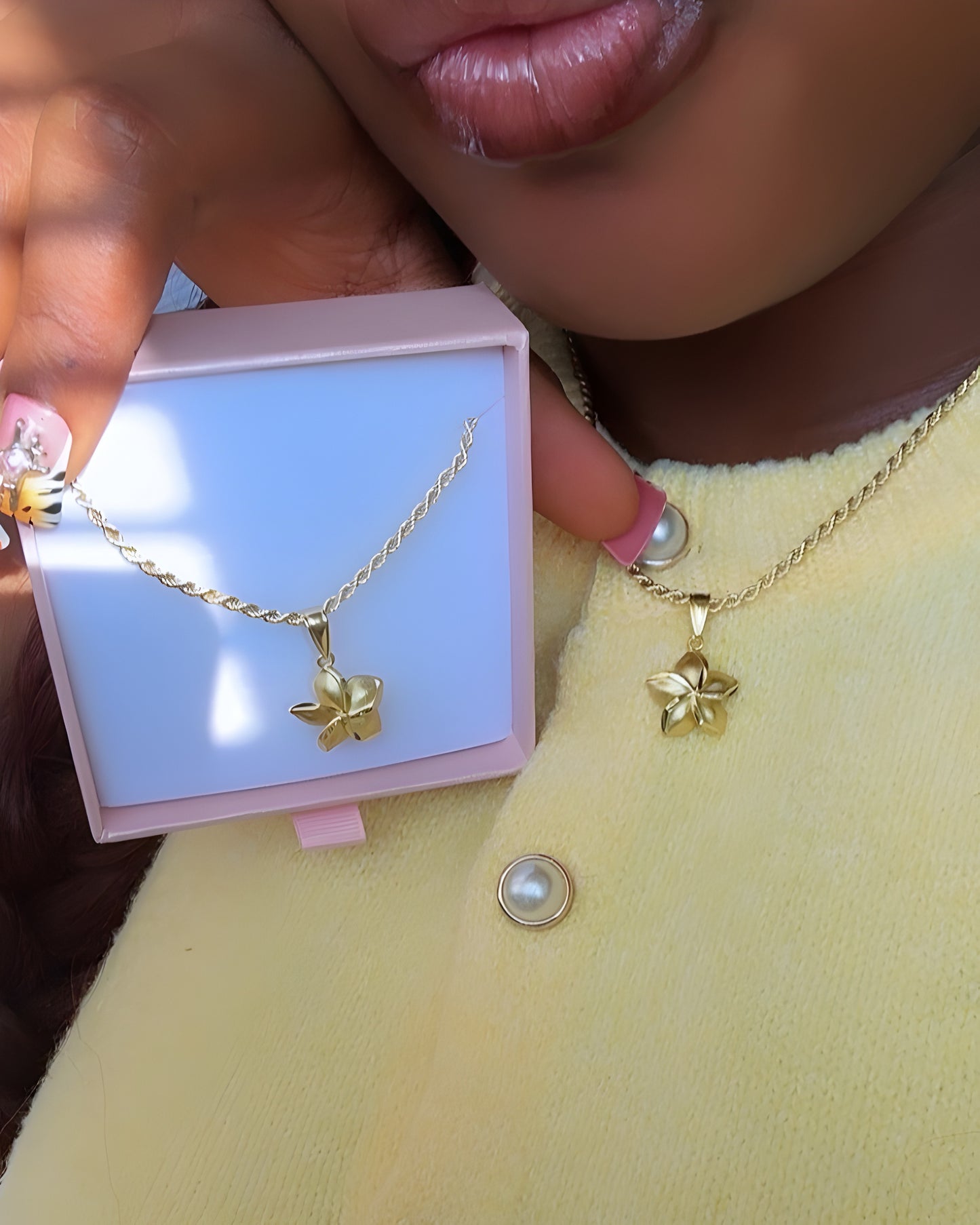 18k Gold Plumeria Necklace