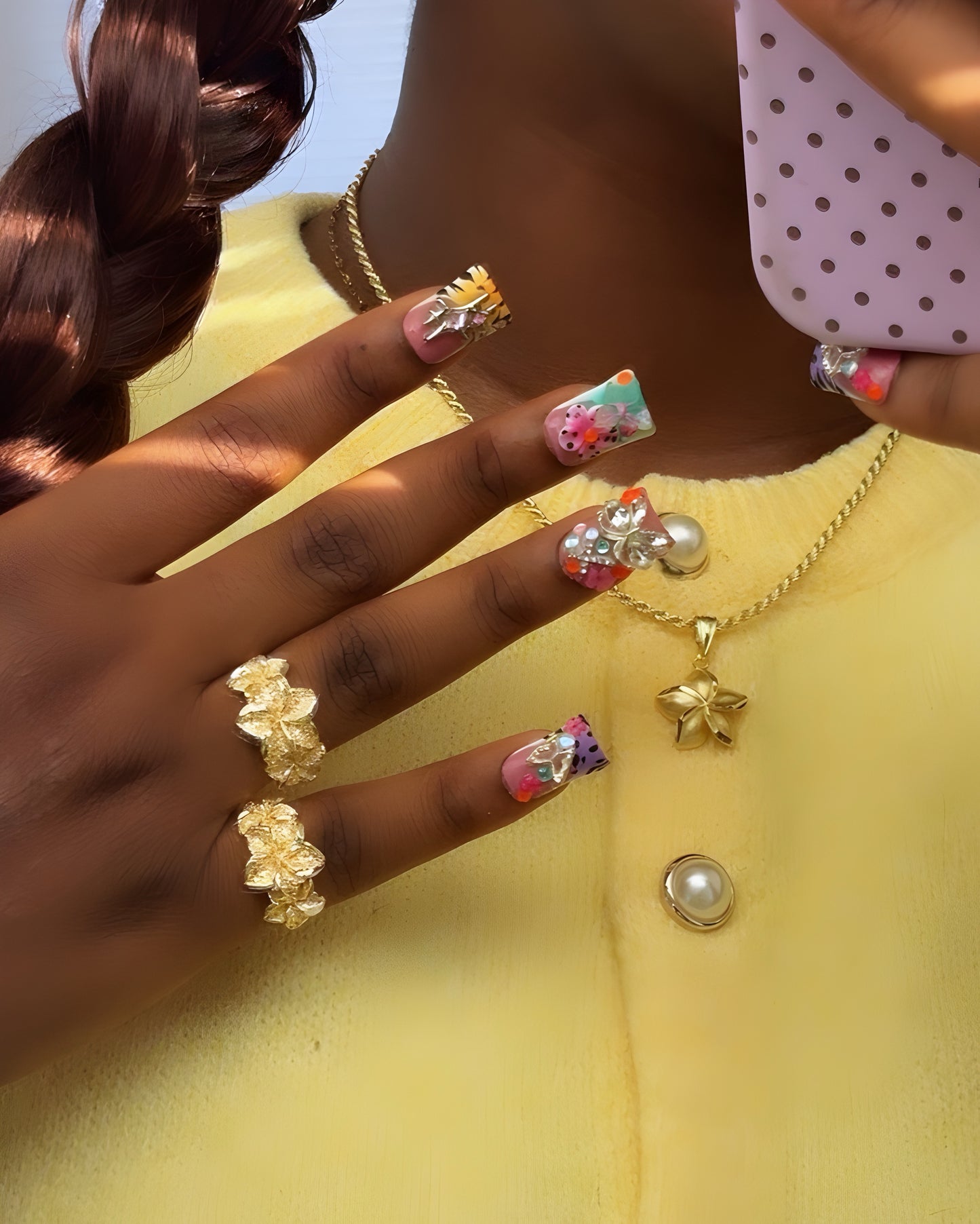 Triple Plumeria 18k Gold Ring