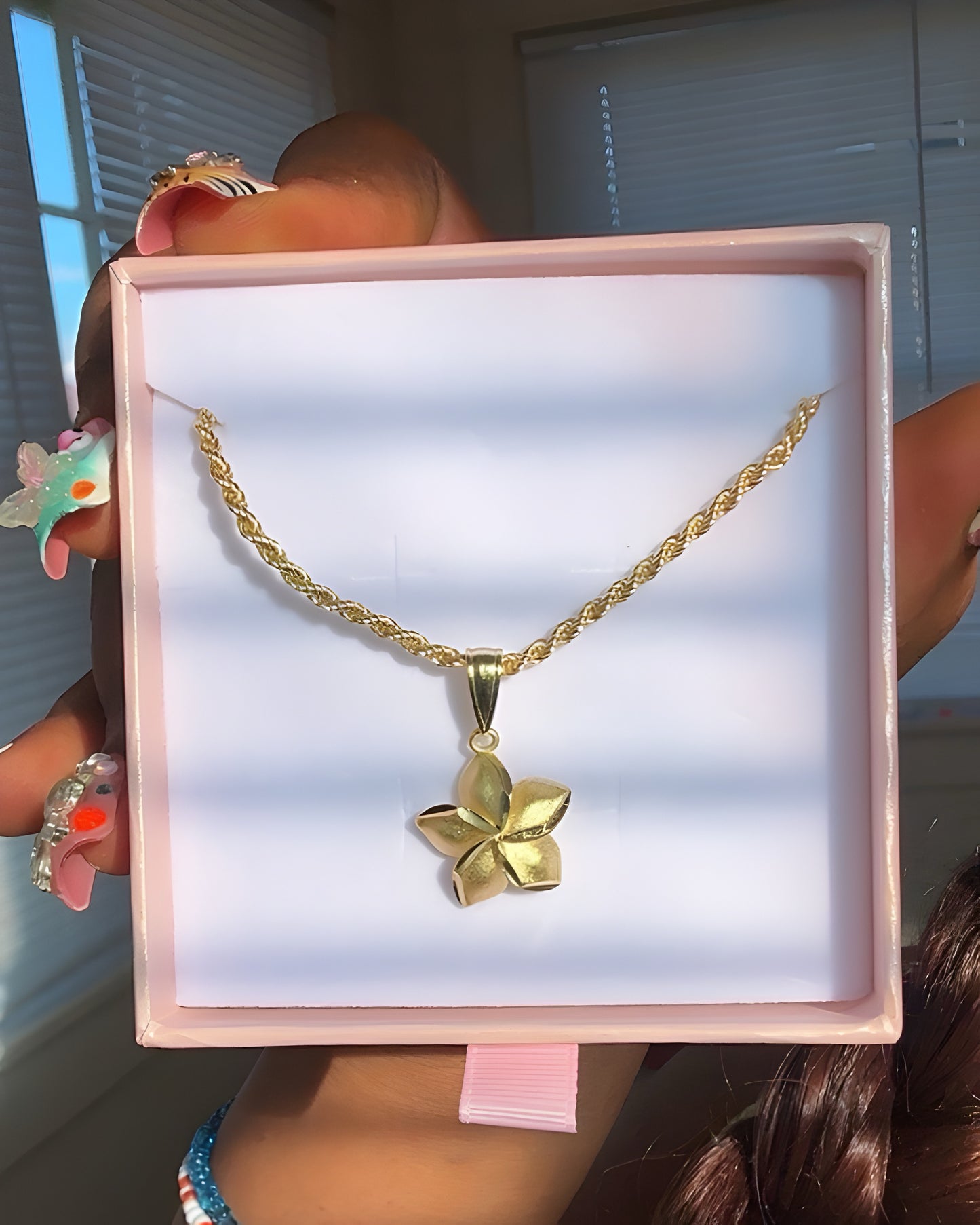 18k Gold Plumeria Necklace