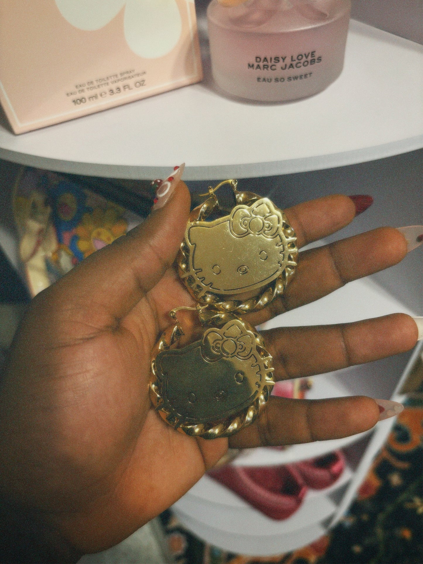 Gold Kitty Hoops