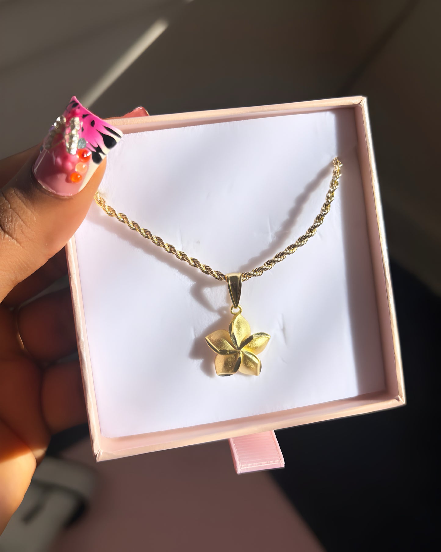18k Gold Plumeria Necklace