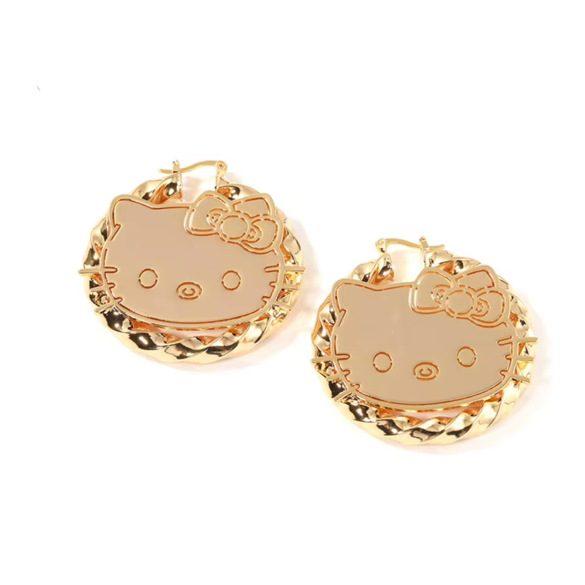 Gold Kitty Hoops