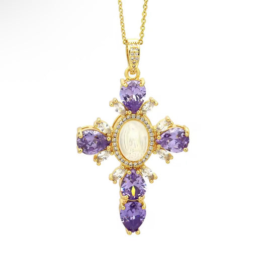 Scarlett Purple Cross Necklace