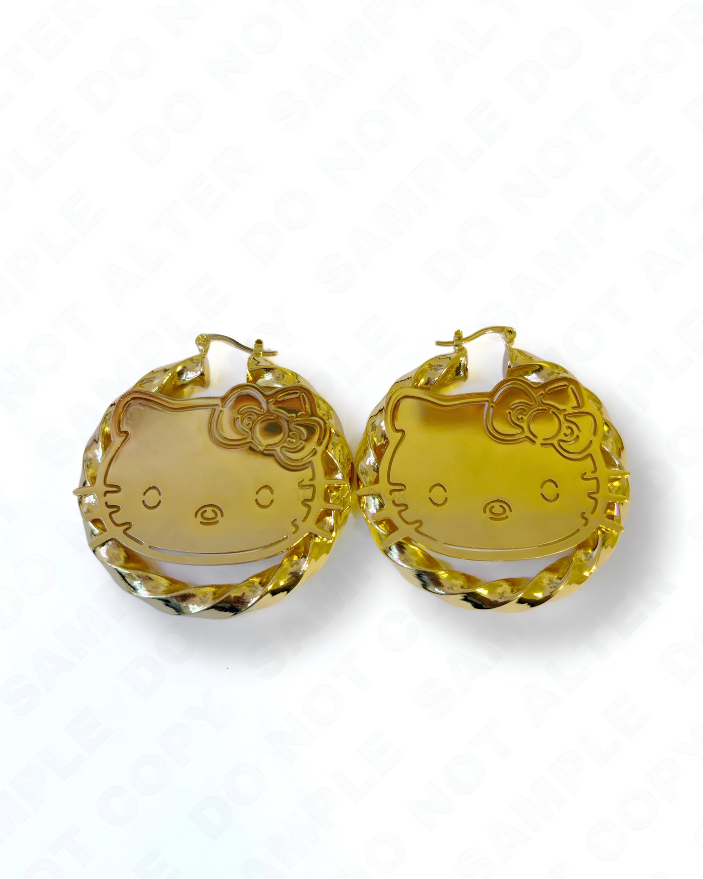 Gold Kitty Hoops