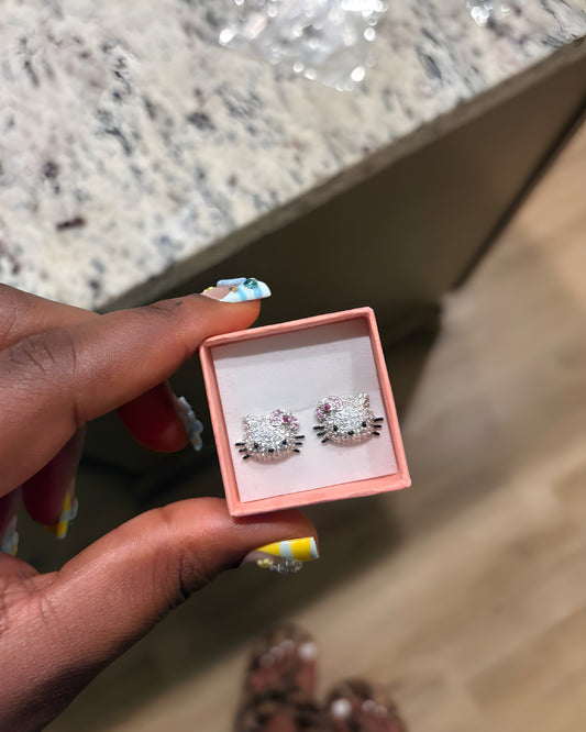 Diamond Kitty Studs