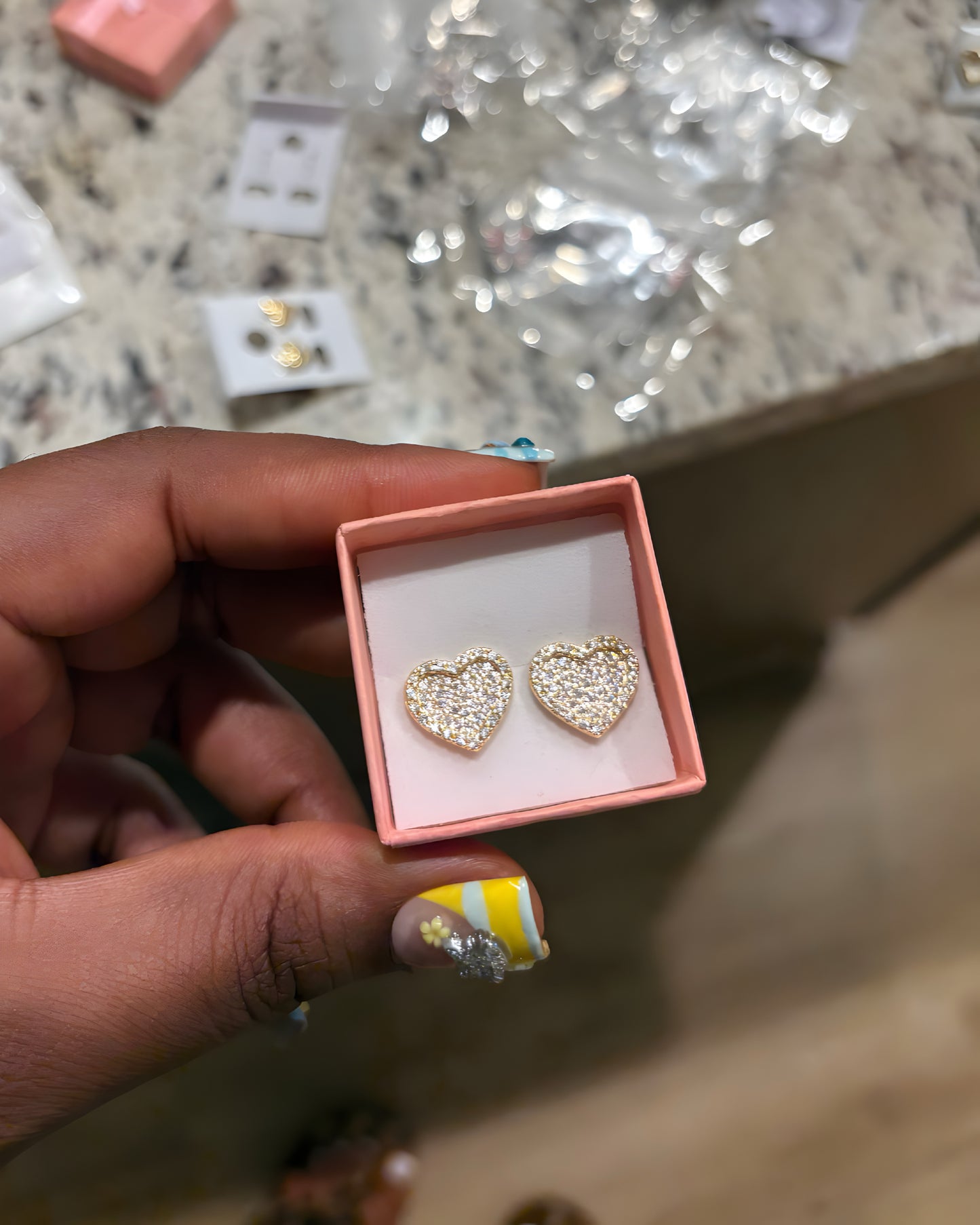 Diamond Heart Studs