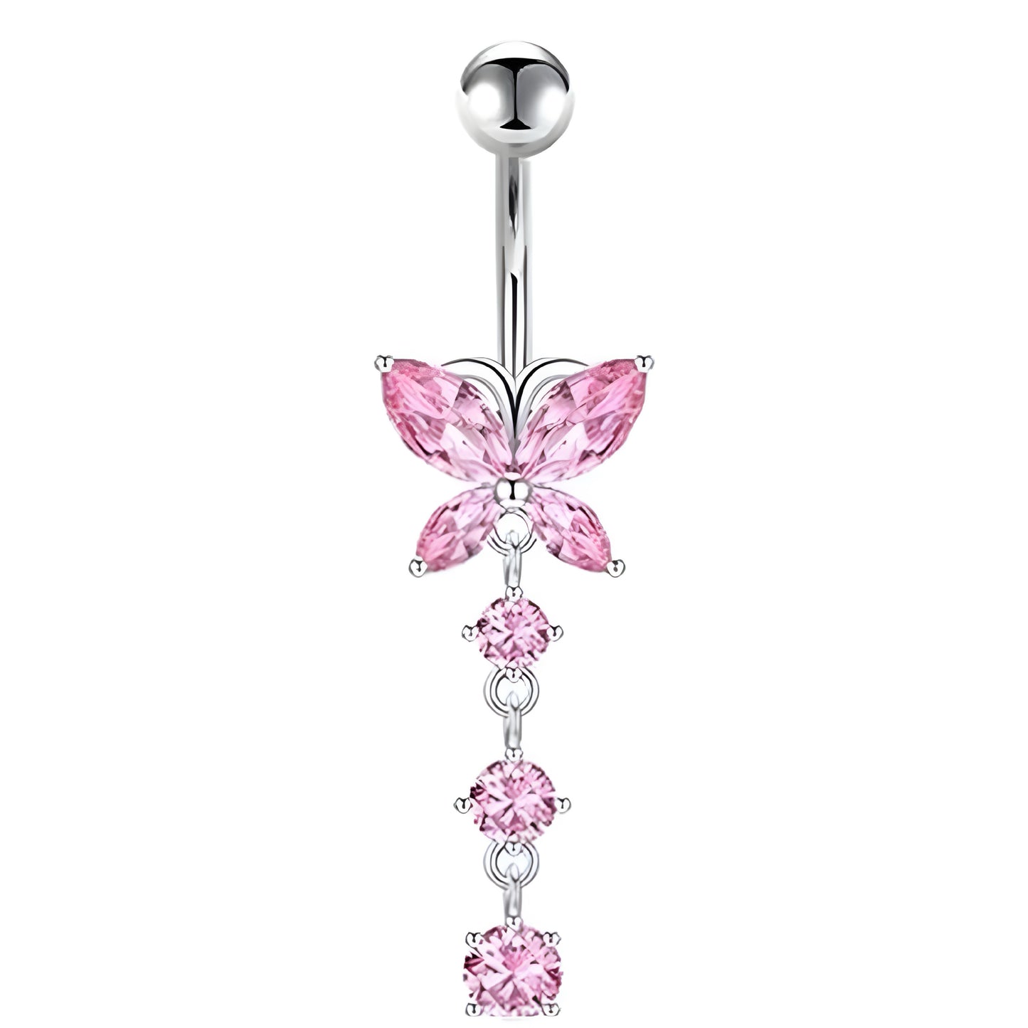 Pink Butterfly Belly Ring