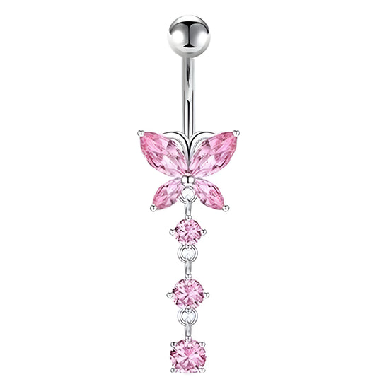 Pink Butterfly Belly Ring
